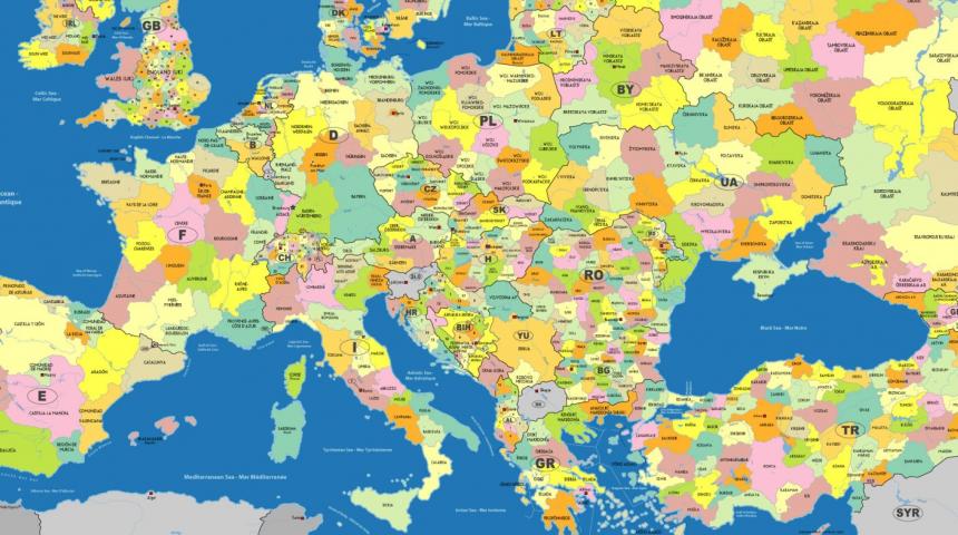 Carte des régions en Europe (extrait). Source : cartedesvolontaires.fr